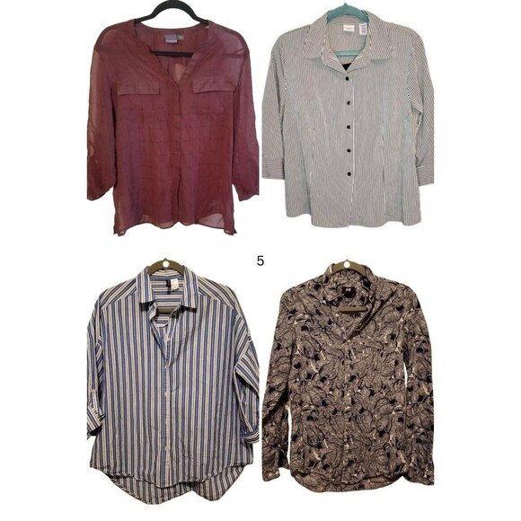 Bundle Lot of 4 Covington and H&M Womens Sz M Button Down Blouse - Picture 1 of 9